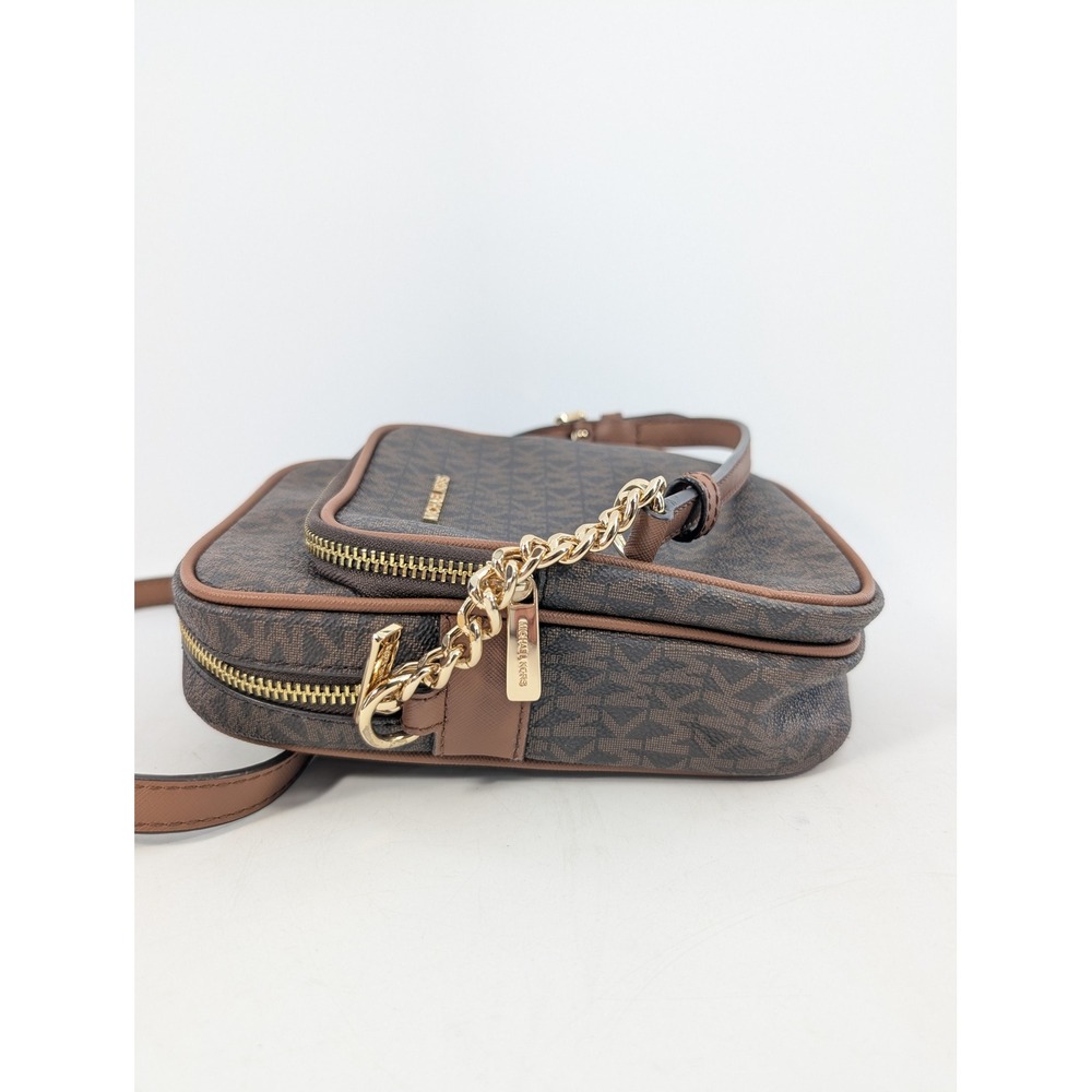 Michael Kors Jet Set Crossbody Bag Brown Logo Signature Acorn - FLAW - Picture 4 of 8